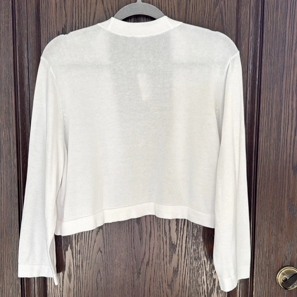 NWT Talbots Women's White Open-Front Cropped Cardigan Sweater- Size XL - Picture 6 of 8